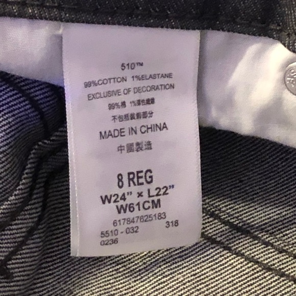 Levi's 510 Skinny Performance Big Boys Jeans 8Reg W24 L22 Dark Gray Jeans - Picture 9 of 9